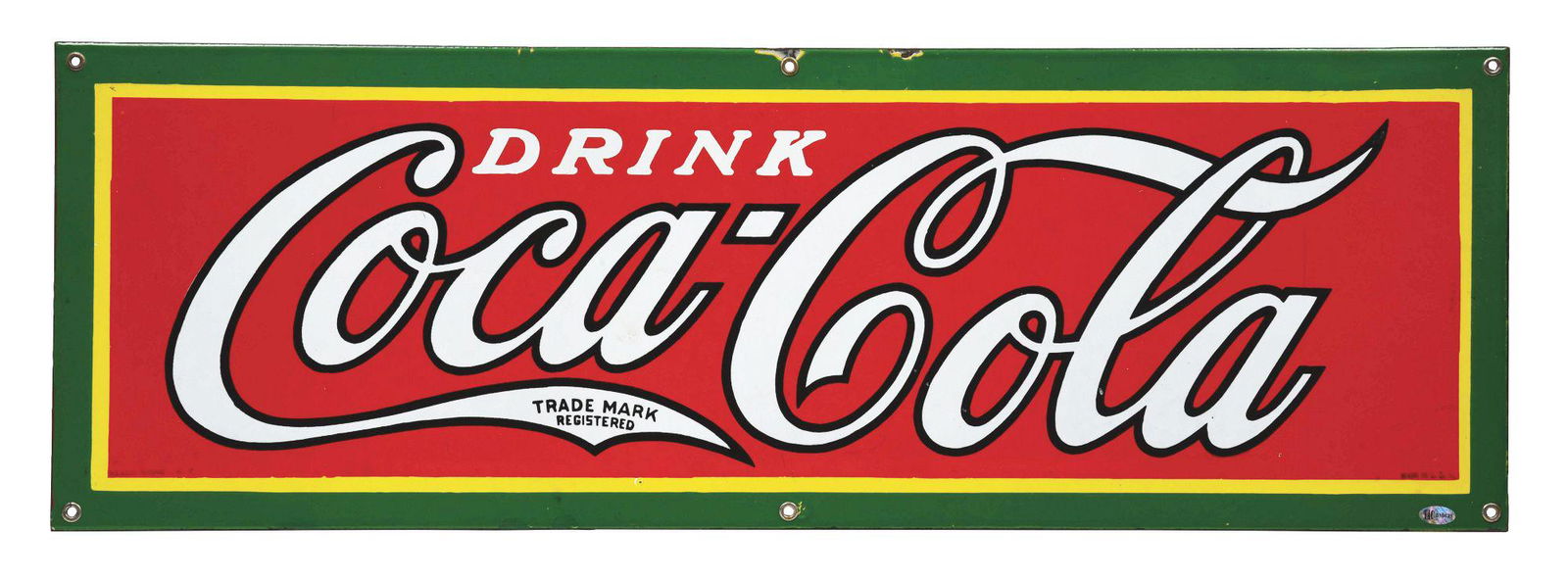 OUTSTANDING DRINK COCA COLA PORCELAIN STRIP SIGN. (1 of 4)