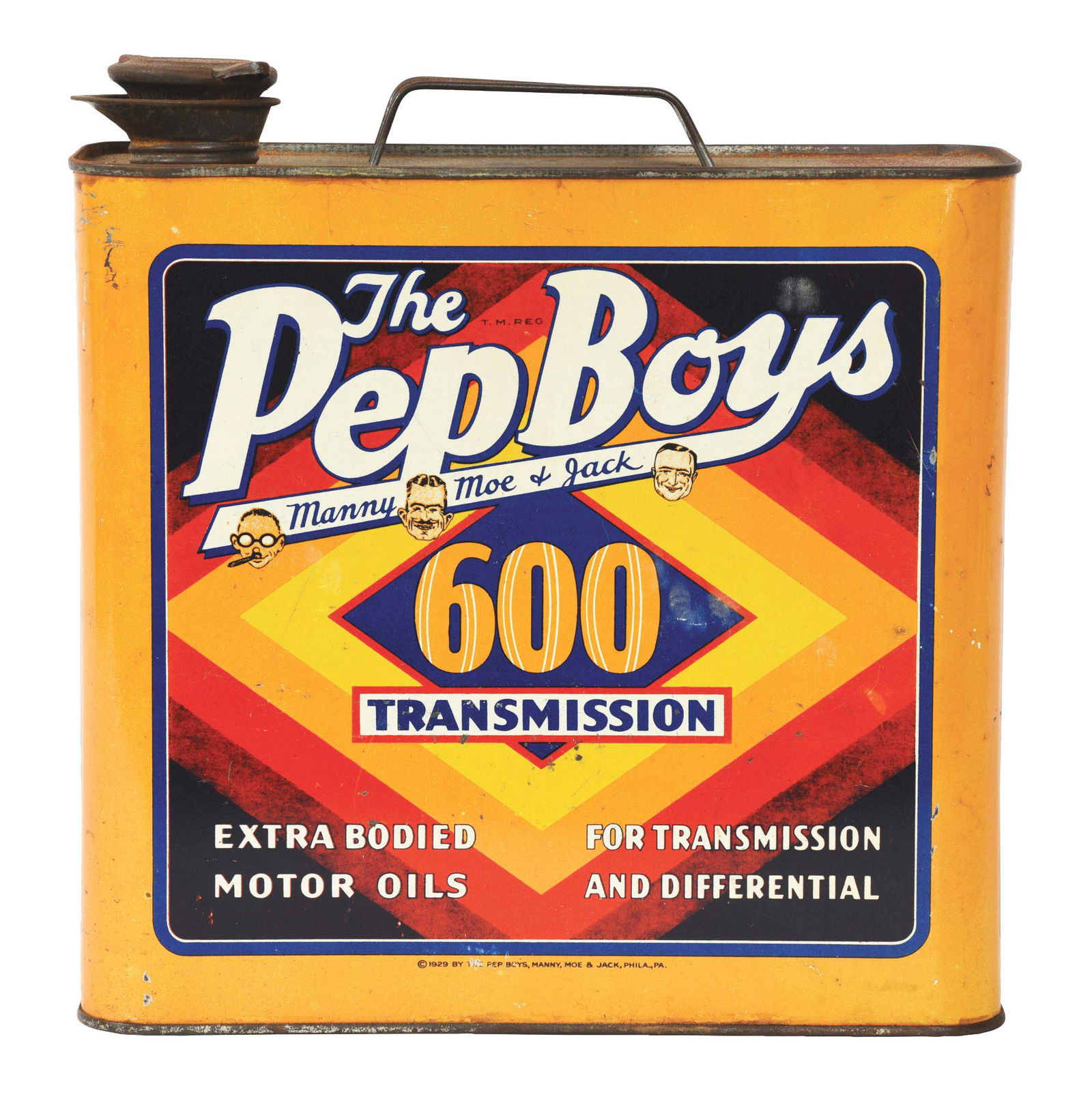 RARE PEP BOYS TRANSMISSION OIL ONE GALLON CAN W/ MANNY, (1 of 4)