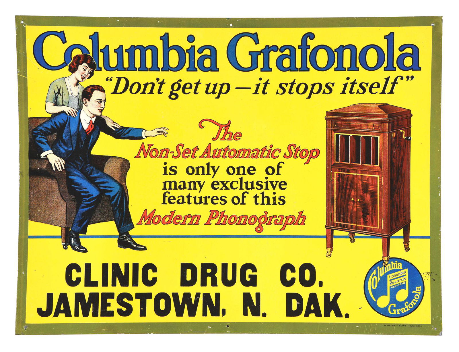 COLUMBIA GRAFONOLA MODERN PHONOGRAPH TIN SIGN FOR (1 of 3)