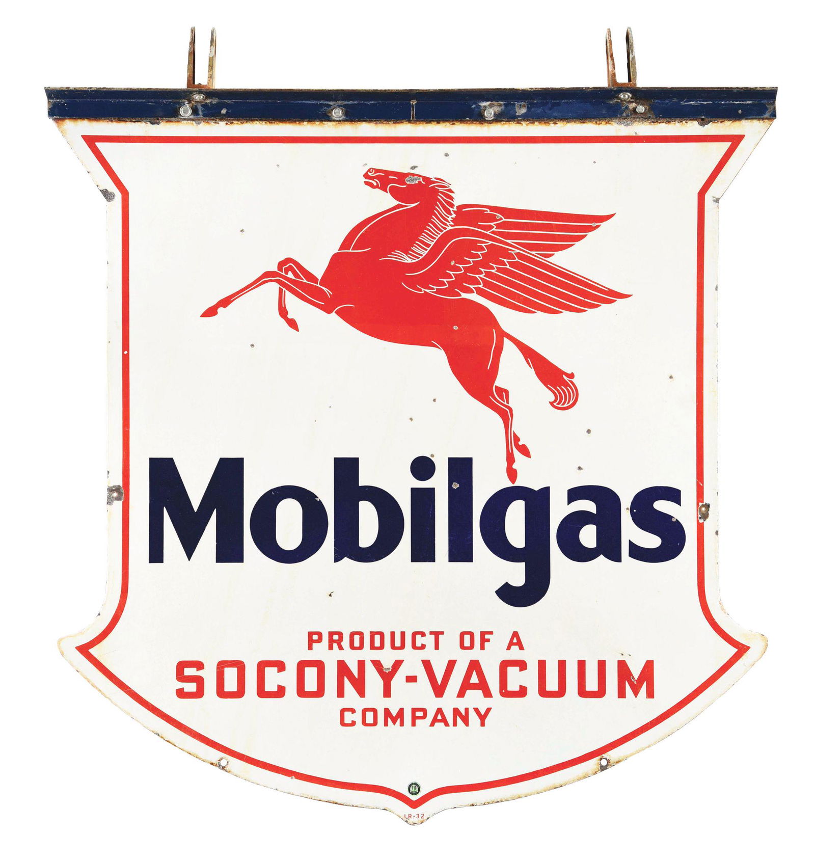 MOBILGAS PORCELAIN SERVICE STATION SHIELD SIGN W/ (1 of 2)