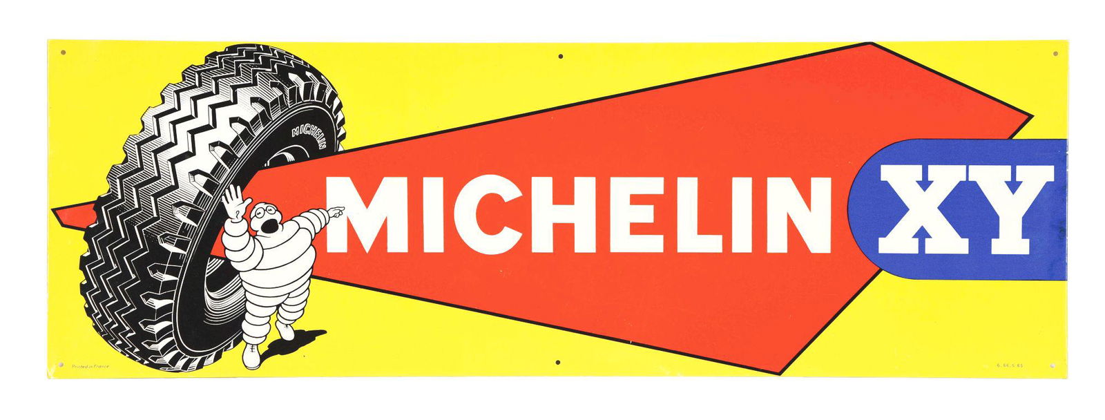 MICHELIN XY TIRES TIN SIGN W/ TIRE & BIBENDUM GRAPHIC. (1 of 2)
