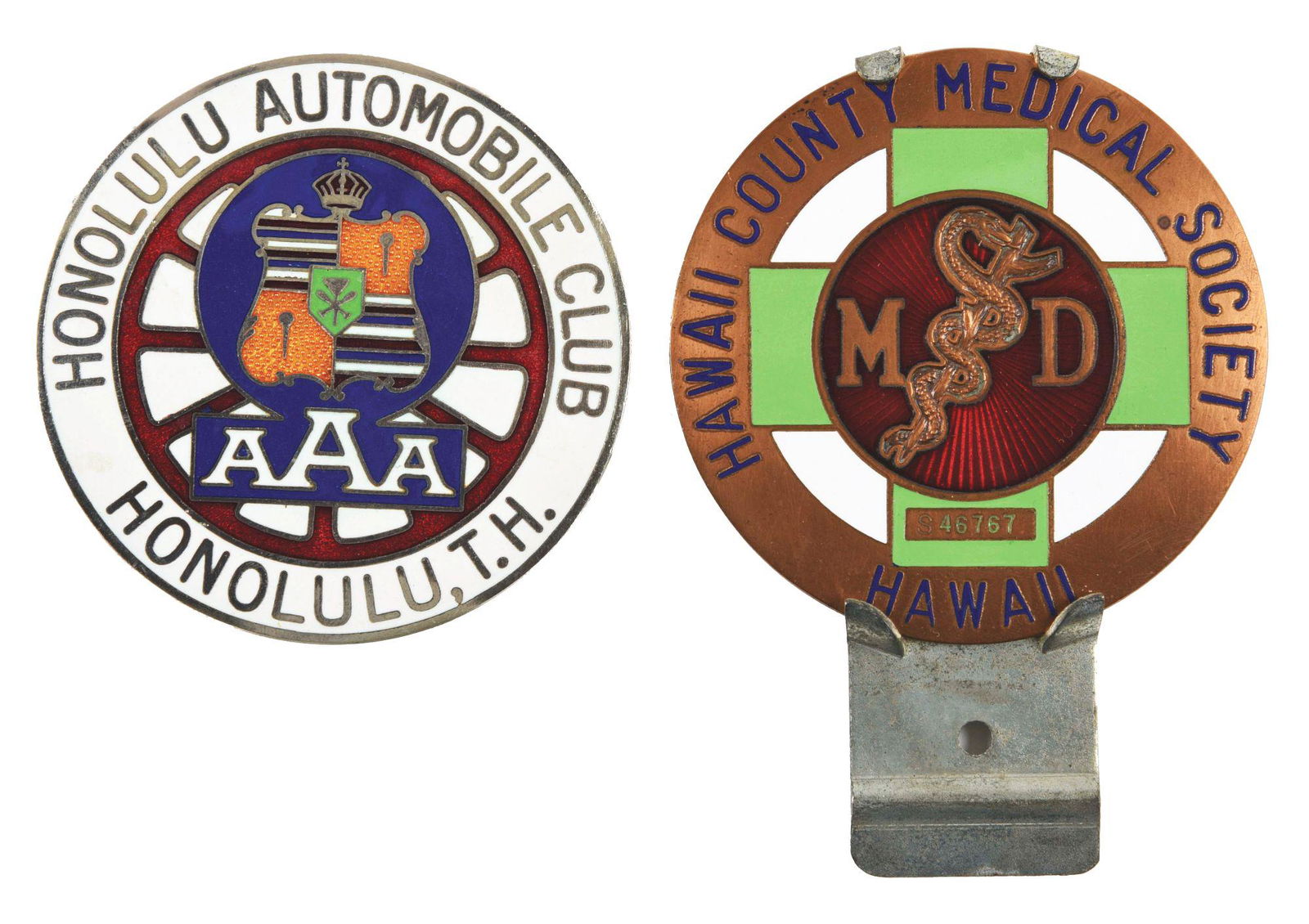 LOT OF TWO: HAWAII AUTO CLUB & MEDICAL SOCIETY (1 of 2)