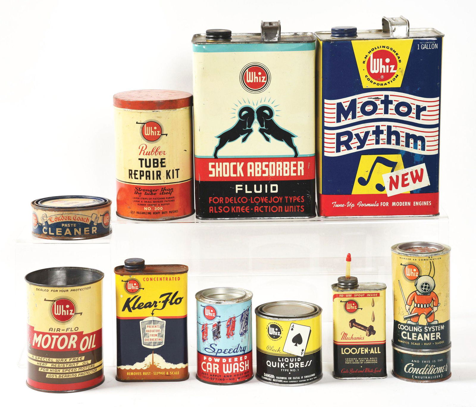 LOT OF TEN: WHIZ AUTOMOTIVE PRODUCTS CANS. (1 of 2)