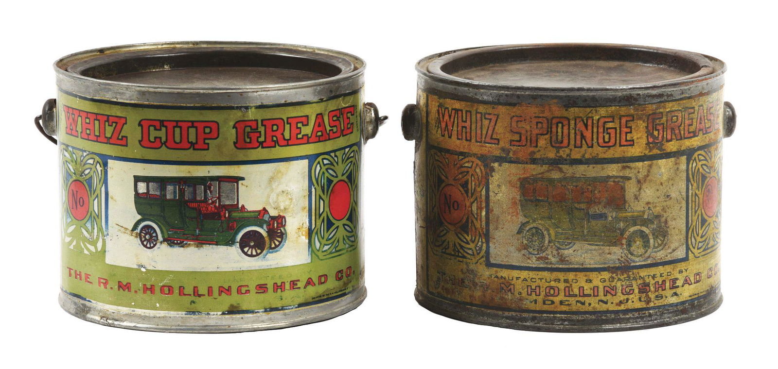 LOT OF TWO: WHIZ CUP & SPONGE GREASE CANS W/ AUTOMOTIVE (1 of 2)