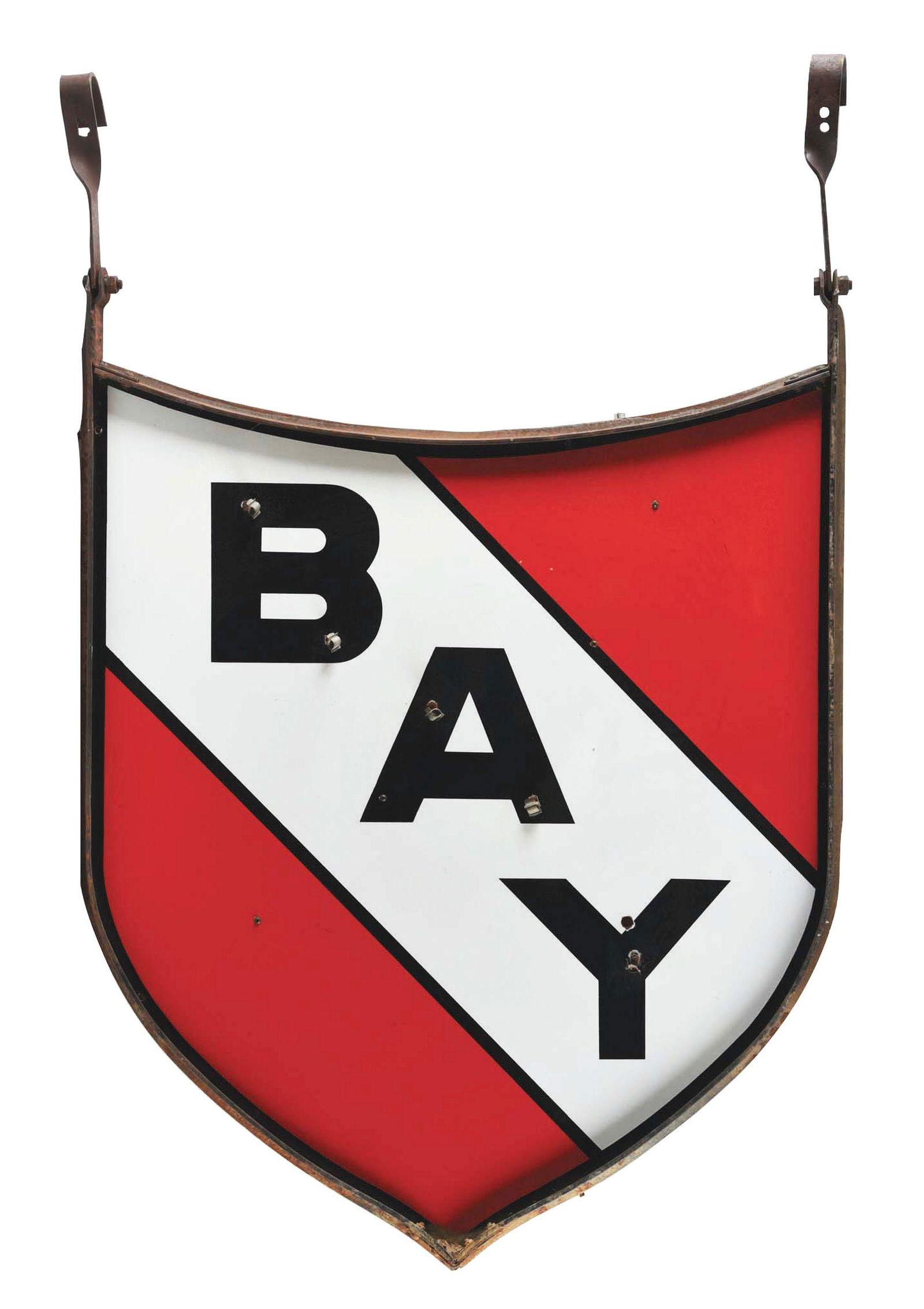 BAY GASOLINE DIE CUT PORCELAIN SERVICE STATION SIGN. May 14, 2020