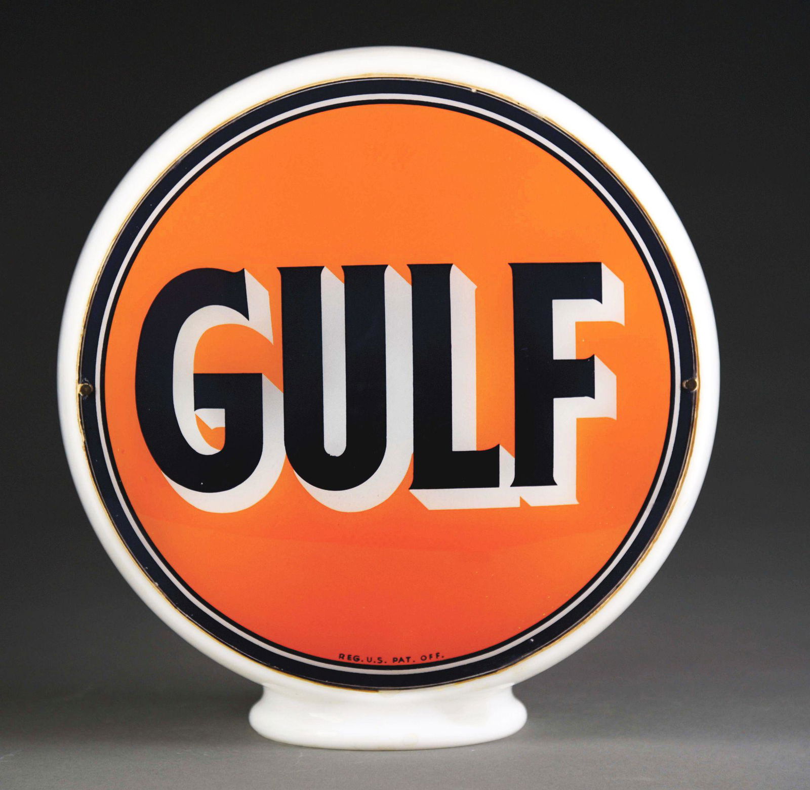 GULF GASOLINE COMPLETE 12.5" GLOBE ON WIDE MILK GLASS (1 of 4)