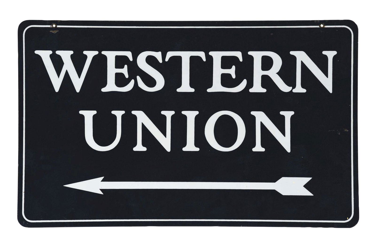 WESTERN UNION PORCELAIN SIGN W/ ARROW GRAPHIC. (1 of 3)