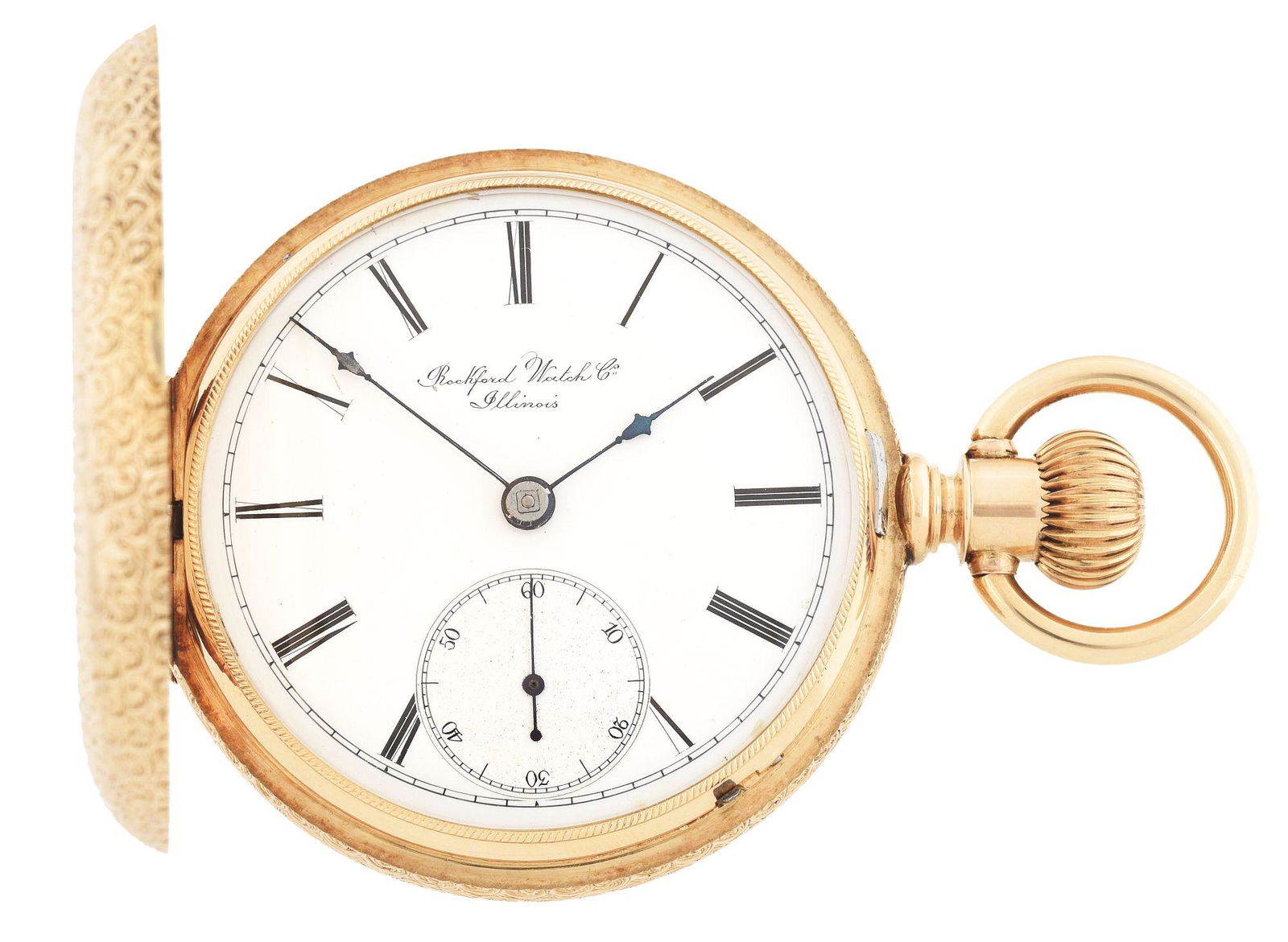 14K GOLD ROCKFORD 18S TRANSITIONAL H/C POCKET WATCH, (1 of 8)