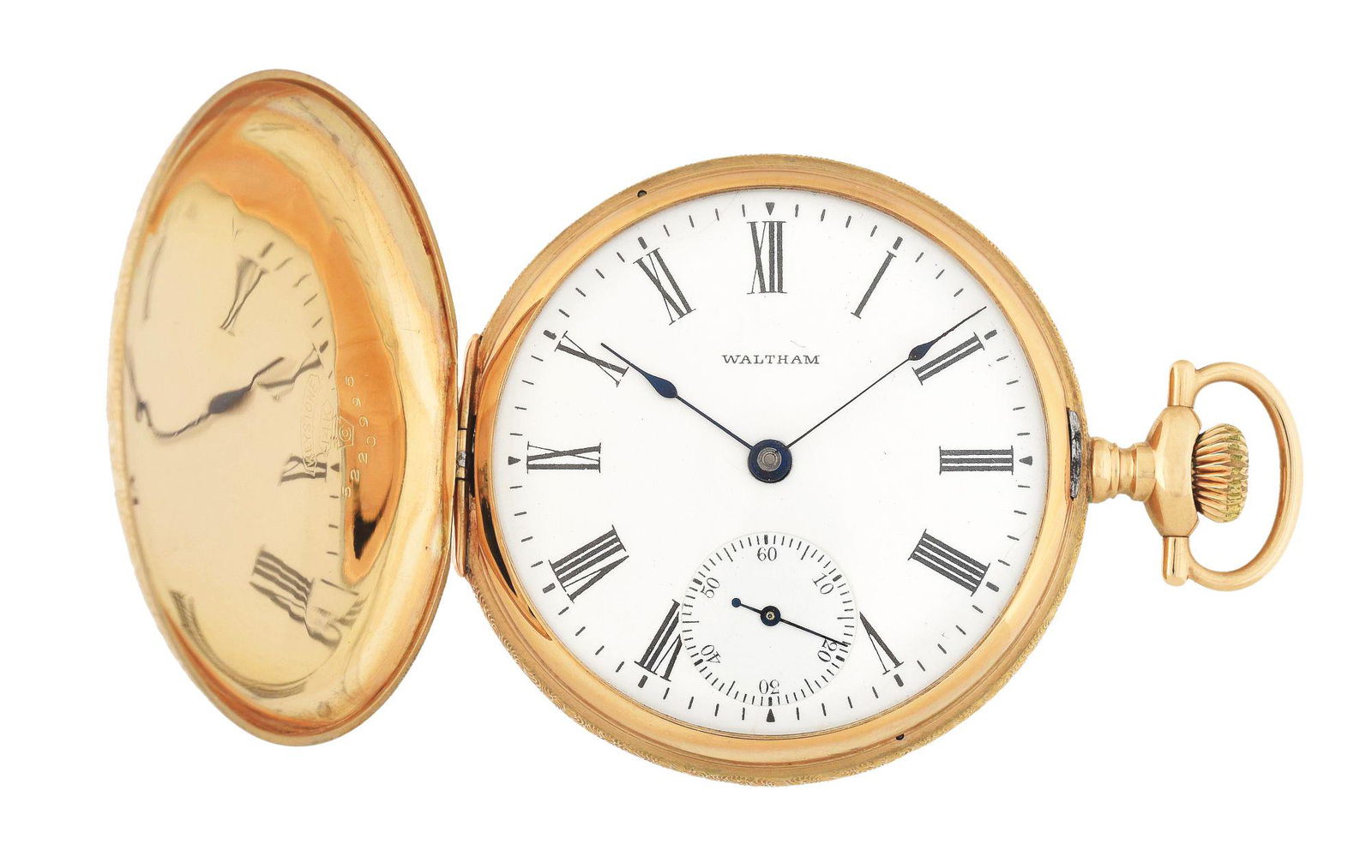 14K YELLOW GOLD AMERICAN WALTHAM H/C POCKET WATCH CIRCA (1 of 9)