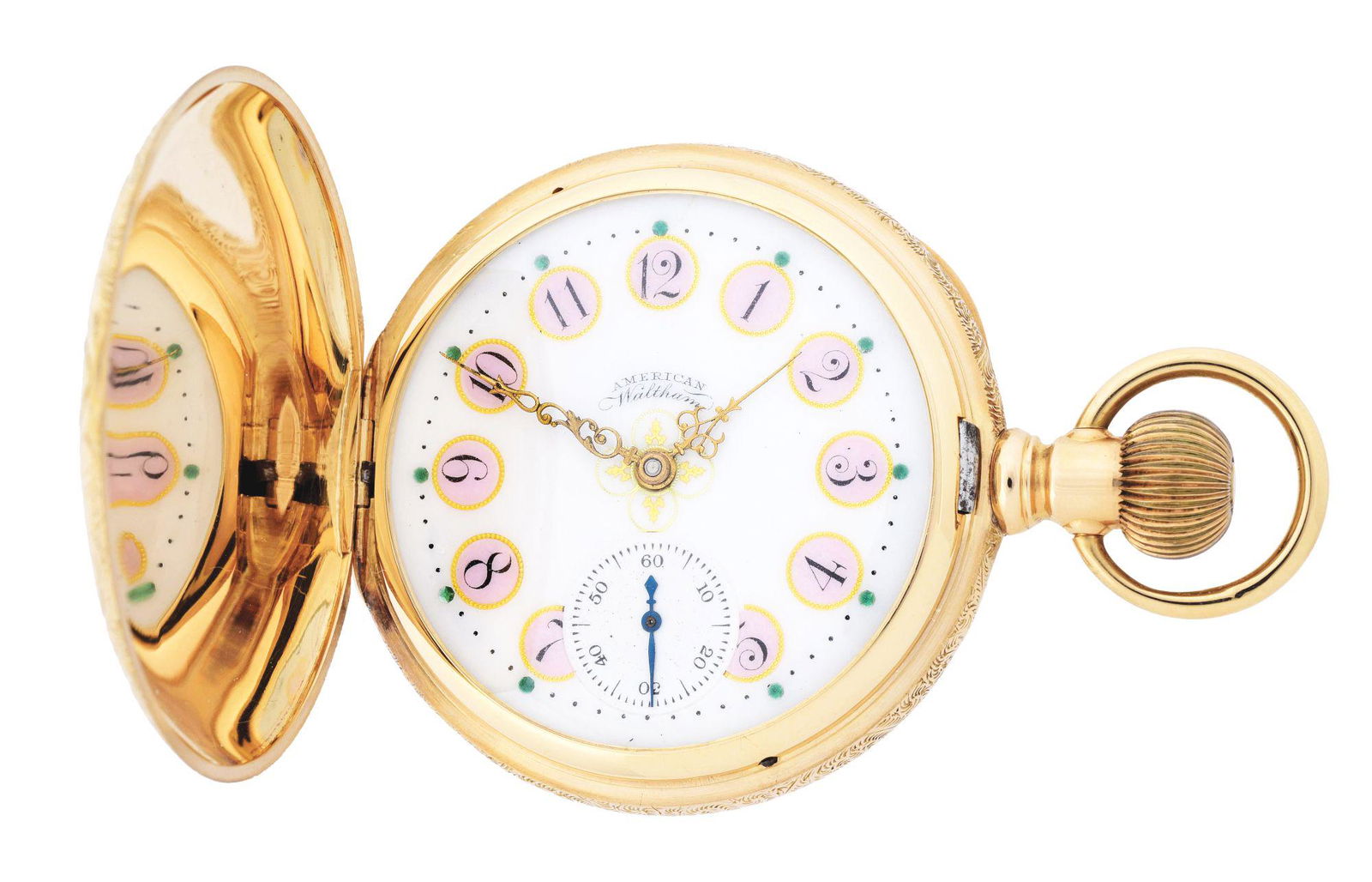 14K GOLD AMERICAN WALTHAM ROYAL H/C POCKET WATCH (1 of 8)