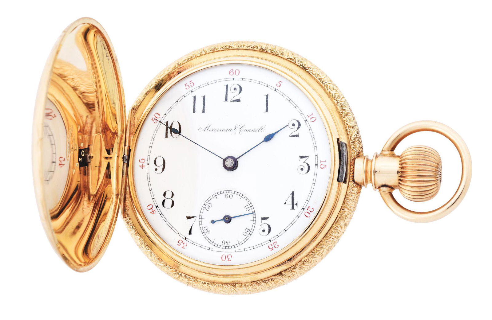 RARE 14K GOLD MERCEREAU & CONNELL H/C POCKET WATCH (1 of 9)