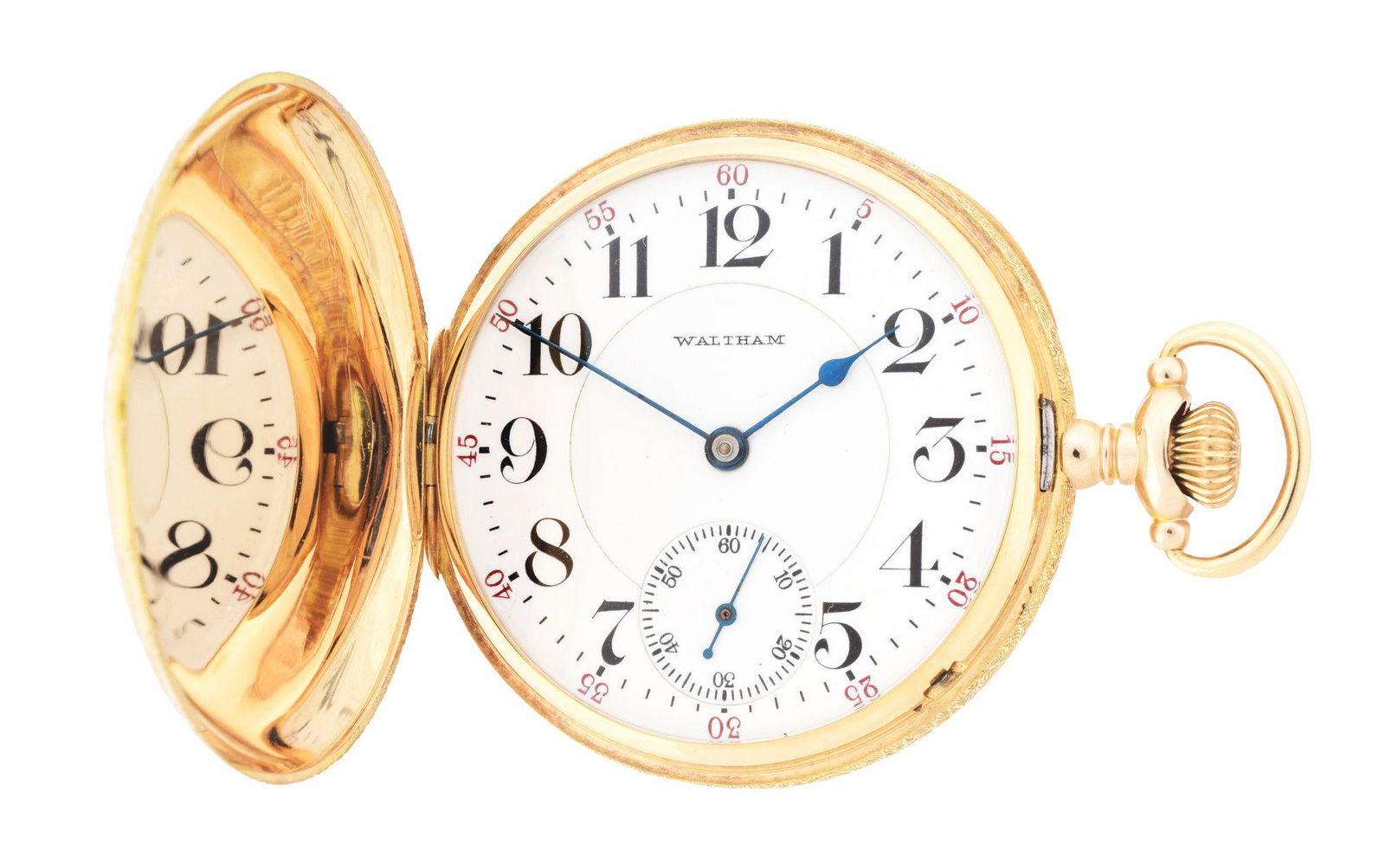 14K GOLD WALTHAM CRESCENT ST. H/C POCKET WATCH, CIRCA (1 of 8)