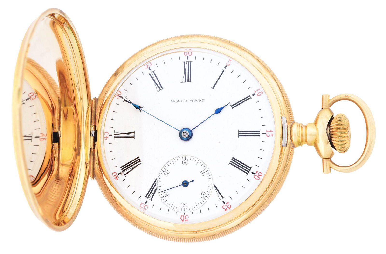 14K GOLD AMERICAN WALTHAM H/C POCKET WATCH, MODEL 99. (1 of 8)