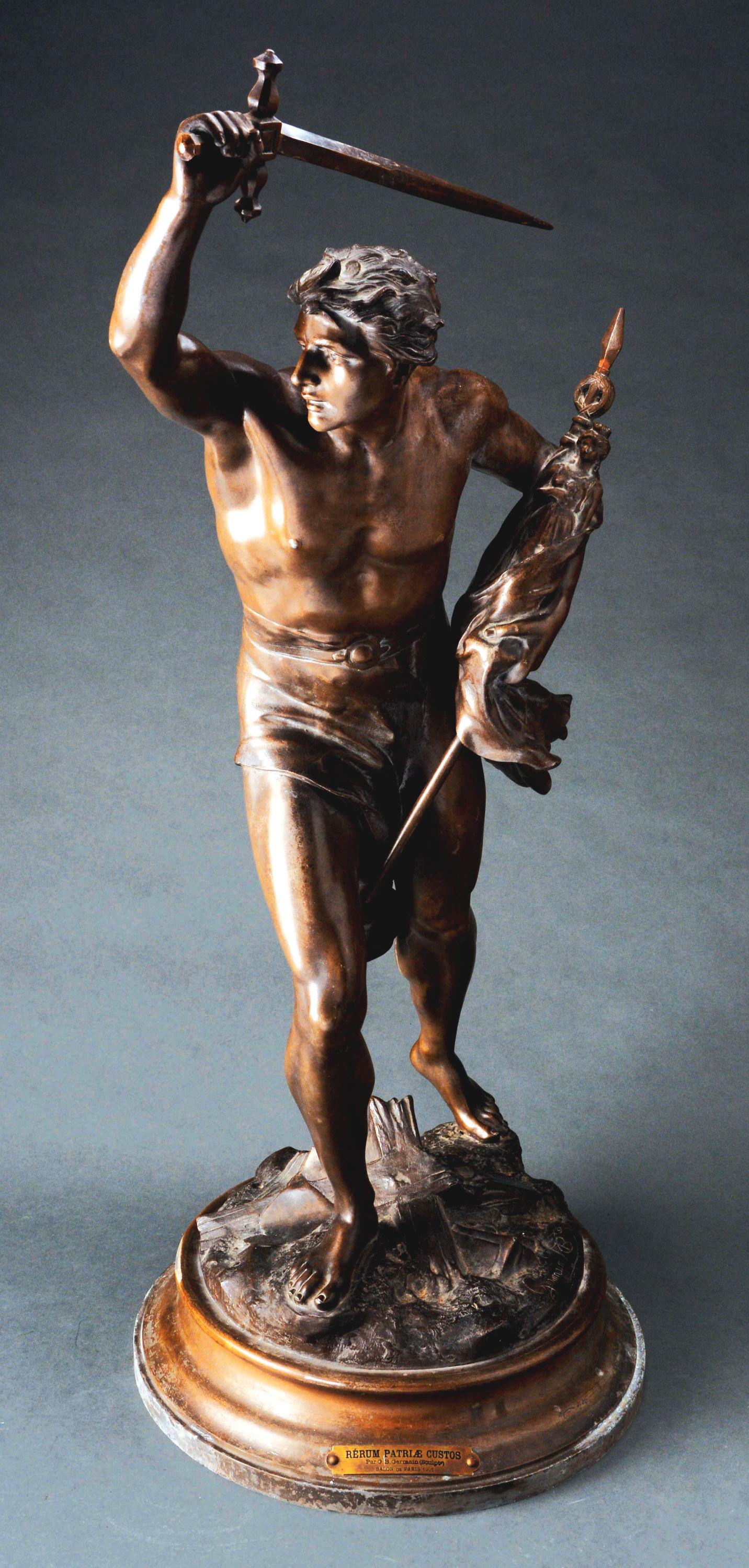 JEAN-BAPTISTE GERMAIN (FRENCH, 1841 - 1910) BRONZE: French sculptor, student of Dumont Gumerego. 1866 to 1909 exhibited at the annual Salon (Association of French Artists). He created mainly statues, busts and bas-reliefs in bronze and marble. Dates: 1