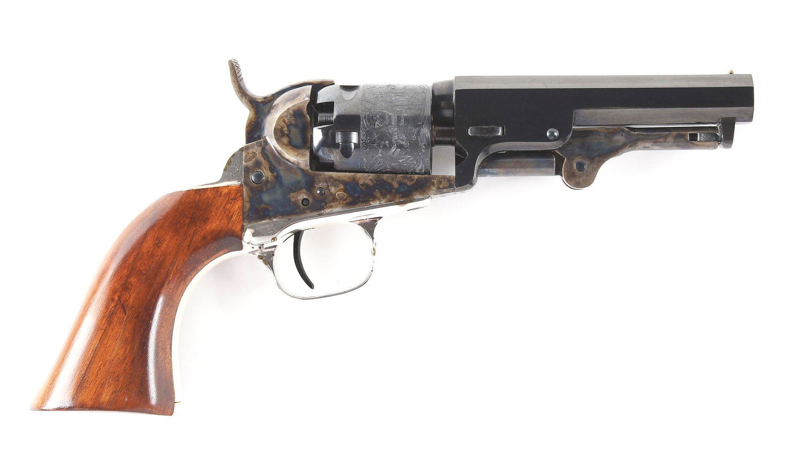 (A) COLT MODEL 1849 POCKET PERCUSSION REVOLVER WITH: Colt Signature Series 1849 Pocket percussion revolver with box and accessories kit. 3rd Generation gun made in the 1990's and early 2000's. Top of the barrel is marked "ADDRESS SAML COLT/ NEW-YORK CIT