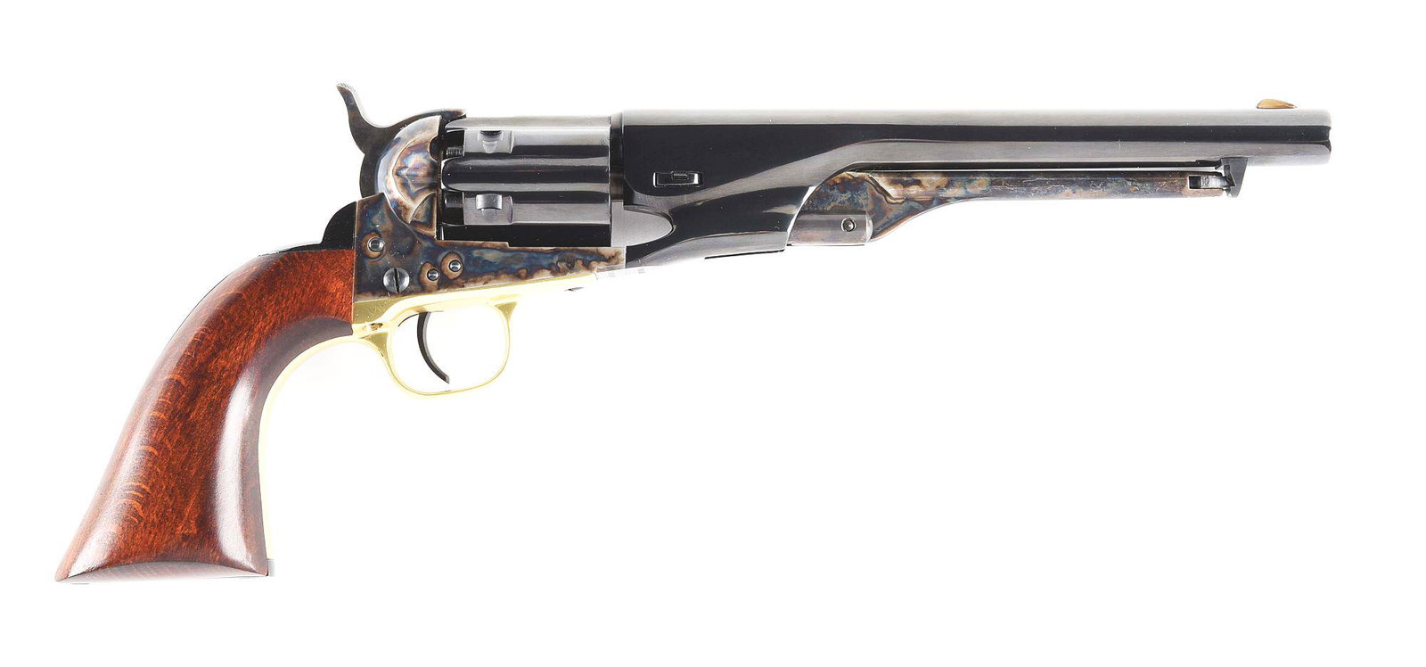 (A)2ND. GENERATION COLT 1860 ARMY .44 PERCUSSION: Colt "Signature Series" 2nd Generation Model 1860 Army .44 caliber percussion revolver. 8" round barrel. Fluted cylinder. Blue with case hardened frame and hammer. Brass trigger guard. 1-piece walnut 