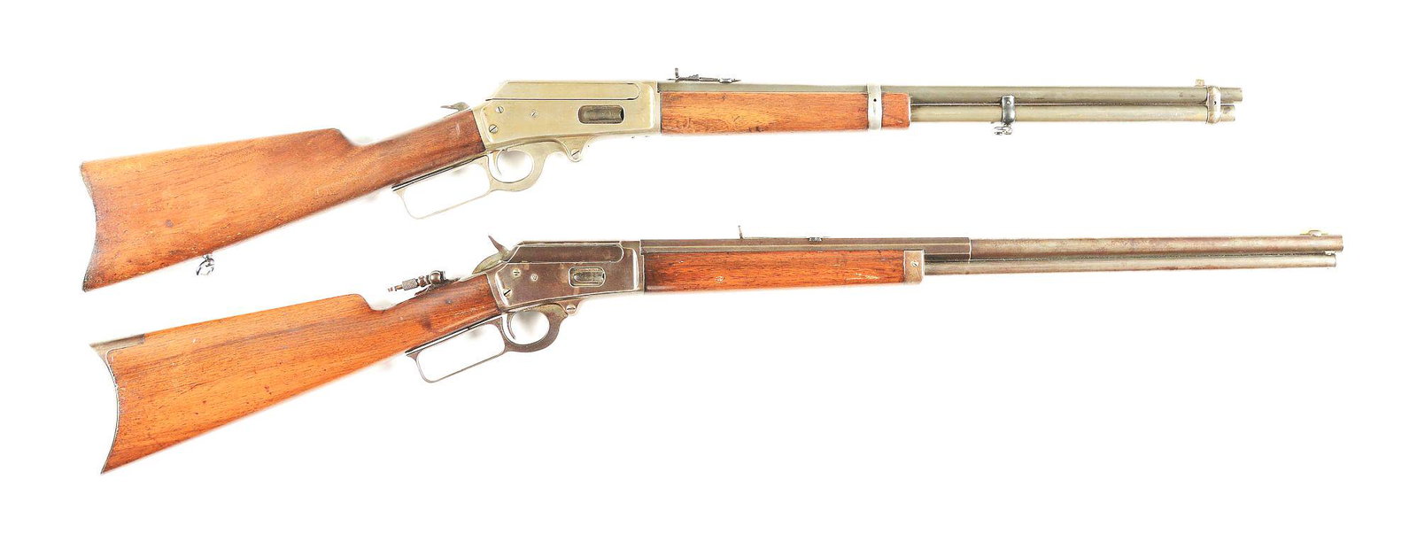 (C) LOT OF 2: MARLIN MODEL 1893 LEVER ACTION CARBINE: Lot consists of (A) Manufactured 1905-1917. Marlin Model 93 Carbine chambered for .32 Winchester Special. 20" round barrel with 2 piece American straight grained walnut stocks with carbine smooth butt