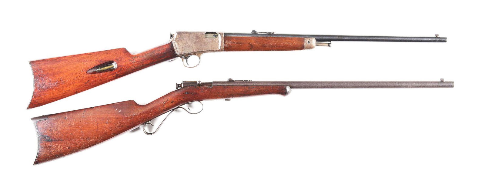 (C) LOT OF 2: WINCHESTER 03 & WINCHESTER 1904 RIFLES.: Lot consists of: (A) Winchester Model 03 semi automatic rifle. Made in 1913. Standard round steel barrel with a front blade and rear v-notch sight. Blued finish on the barrel and frame, but has worn t