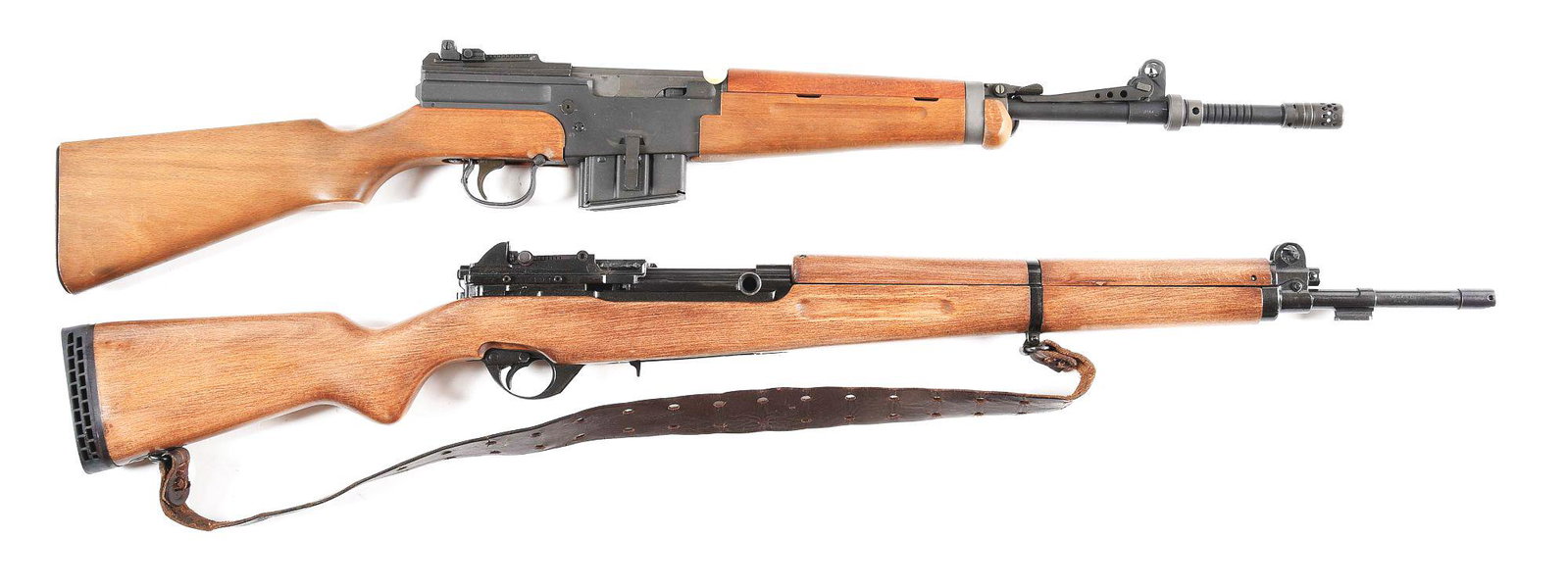 (C) LOT OF TWO SEMI AUTOMATIC RIFLES: FABRIQUE: Lot consists of: (A) French MAS 1949-56 semi-automatic rifle. "G" series made between 1958 and 1960, before being imported in the 1990's by Century Arms. Import marked on the left side of the receiver