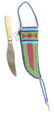 BLUE BEADED KNIFE SHEATH WITH TRADE KNIFE "WM GREAVES". - 2