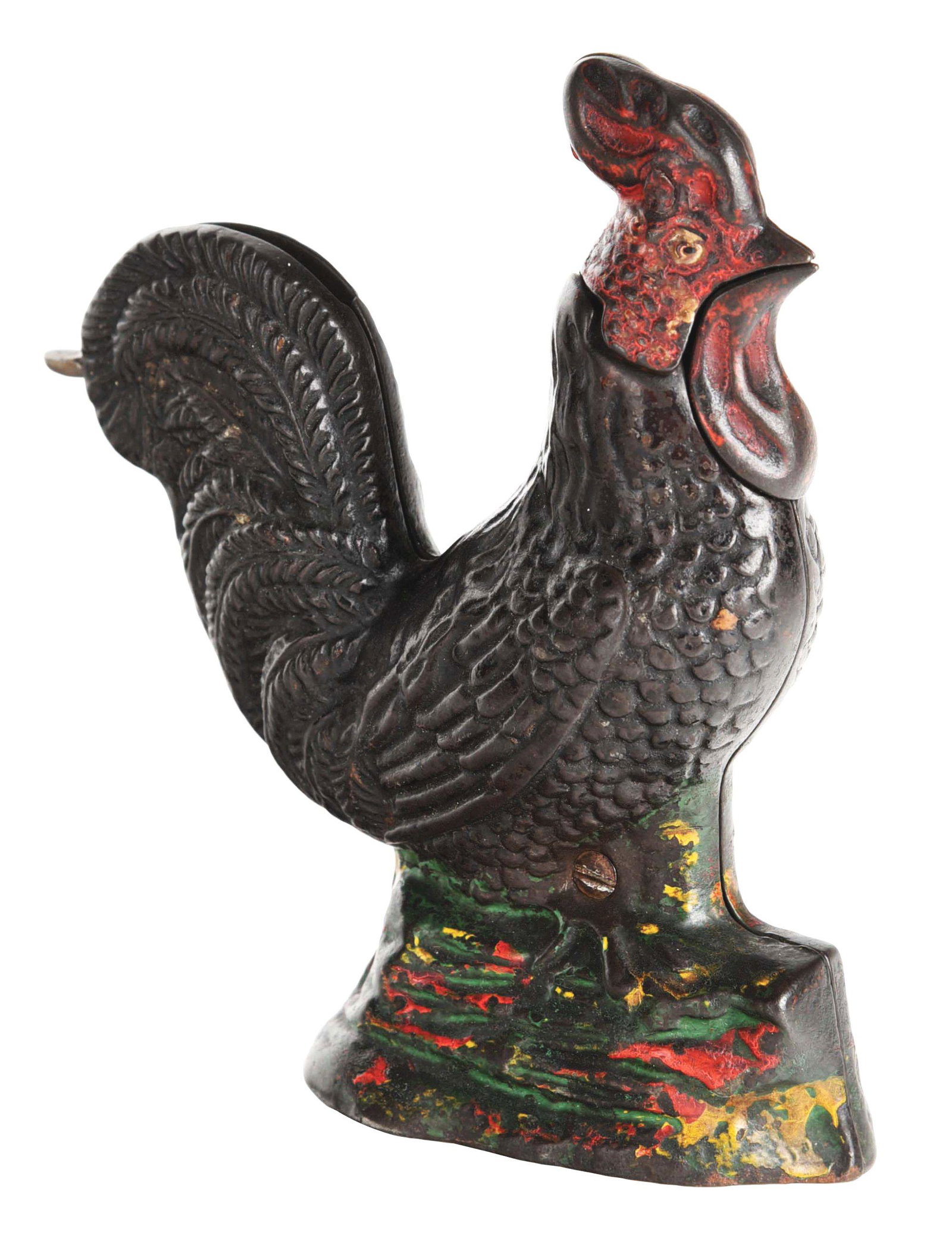 ROOSTER BANK.: Kyser & Rex, c. 1880. Replaced lever. Condition: (Good - Very Good). Item Dimensions: 6" x 2 - 1/2" x 6 - 1/4".