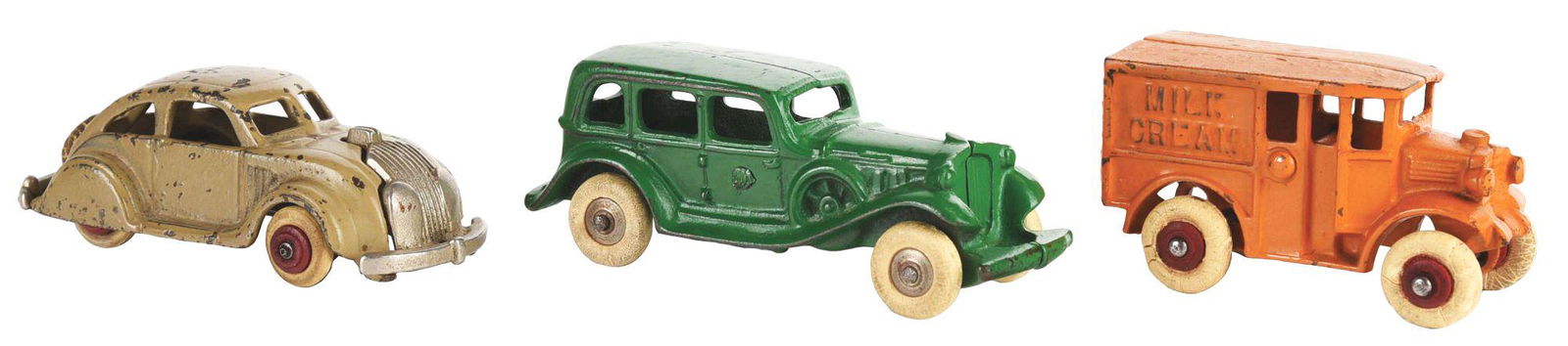 LOT OF 3: AMERICAN MADE CAST-IRON VEHICLE TOYS. (1 of 2)