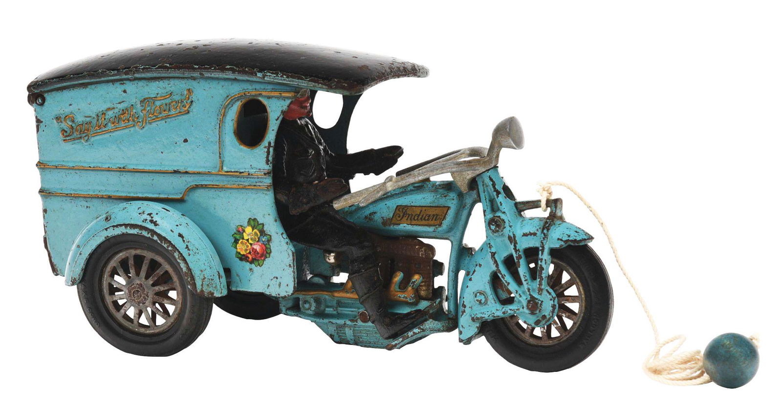 RARE CAST-IRON HUBLEY LARGE SIZE "SAY IT WITH FLOWERS" (1 of 2)