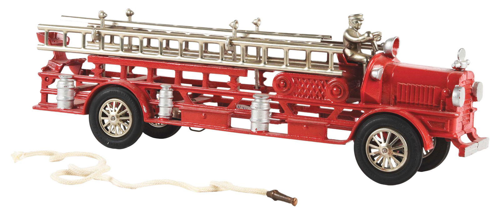 CAST-IRON HUBLEY LARGE SIZE FIRE LADDER TRUCK. (1 of 4)