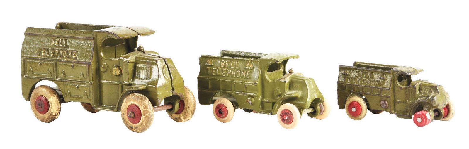 LOT OF 3: VARIOUS SIZED CAST-IRON HUBLEY BELL TELEPHONE (1 of 2)