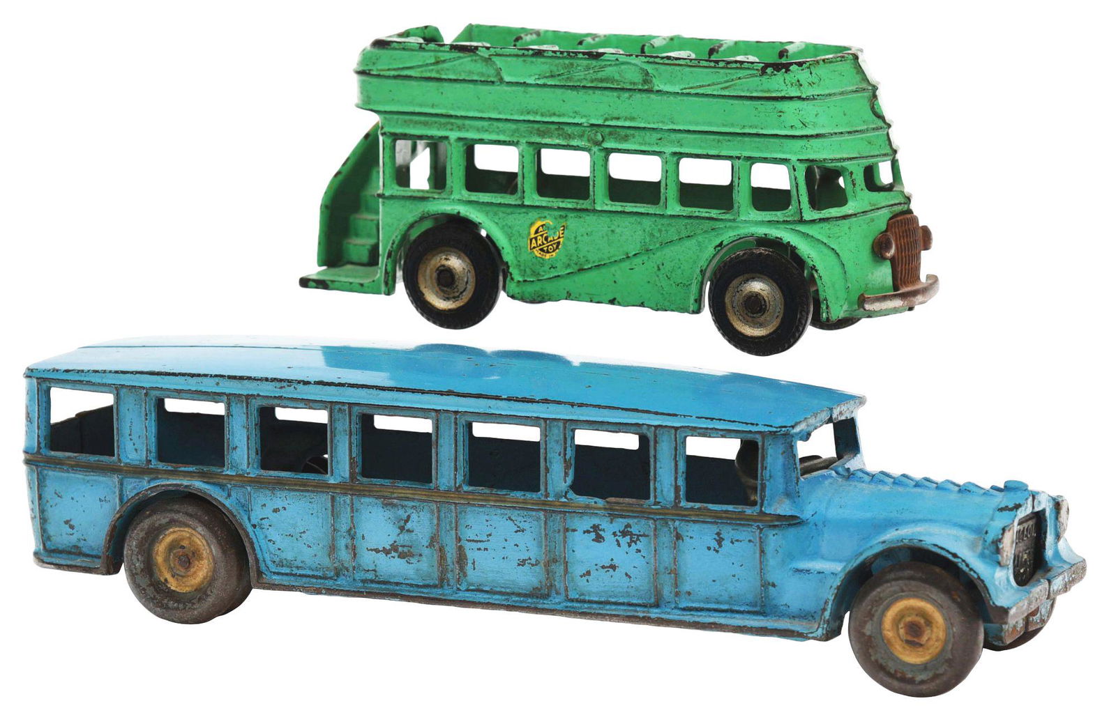 LOT OF 2: CAST-IRON ARCADE BUSES. (1 of 2)