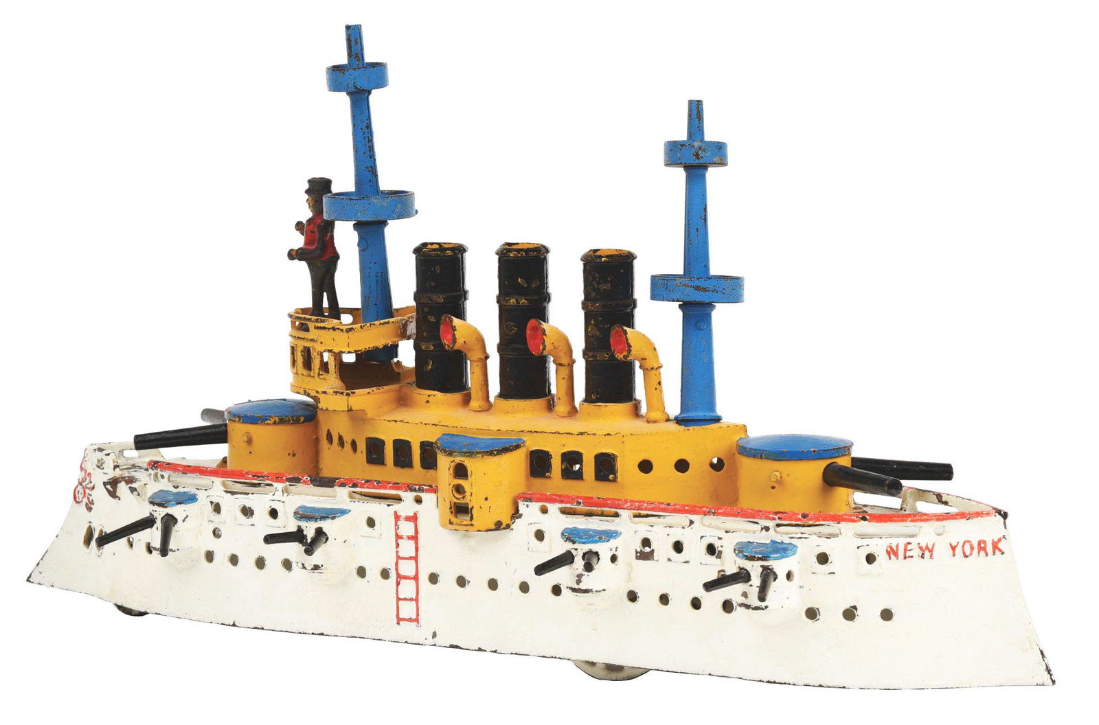 CAST-IRON DENT TOY BATTLESHIP. (1 of 2)