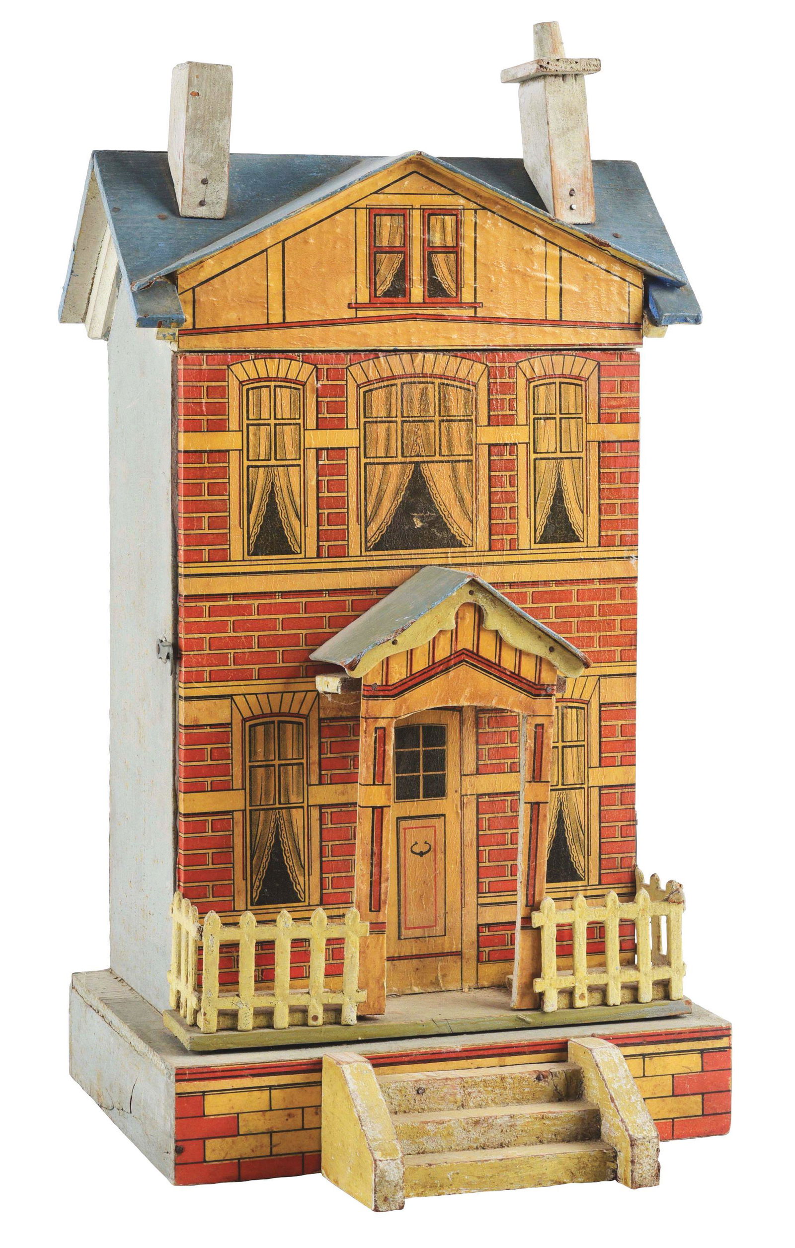 GERMAN WOODEN AND PAPER ON WOOD DOLLHOUSE. (1 of 6)