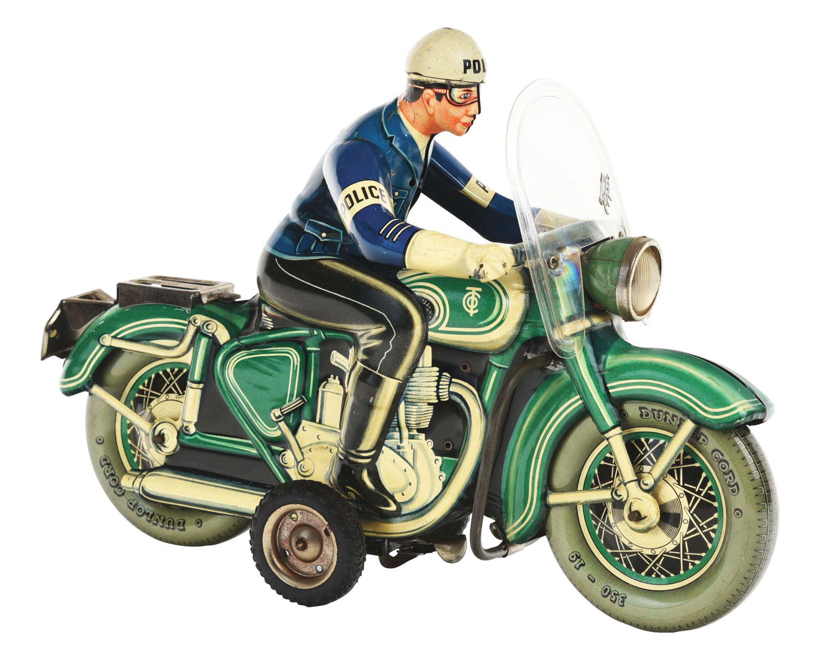 GERMAN TIN LITHO FRICTION POLICE MOTORCYCLE TOY. (1 of 3)