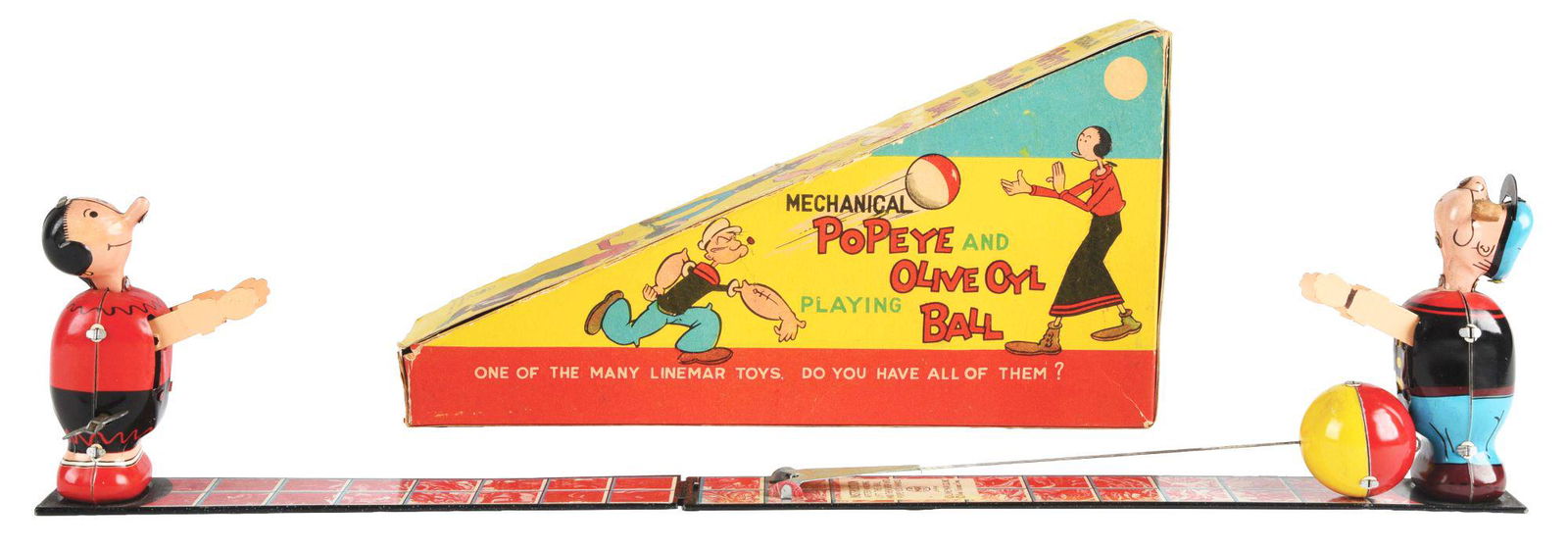 JAPANESE TIN LITHO WIND-UP POPEYE & OLIVE OYL PLAYING (1 of 2)