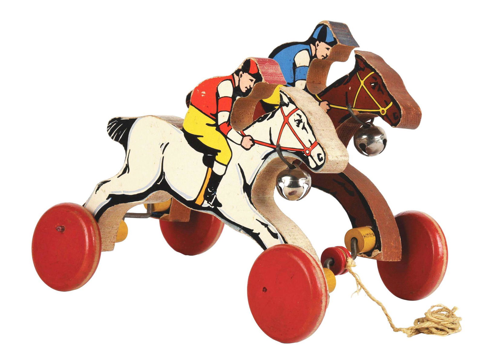1936 FISHER PRICE WOODEN NO. 760 RACING PONIES SET. (1 of 3)