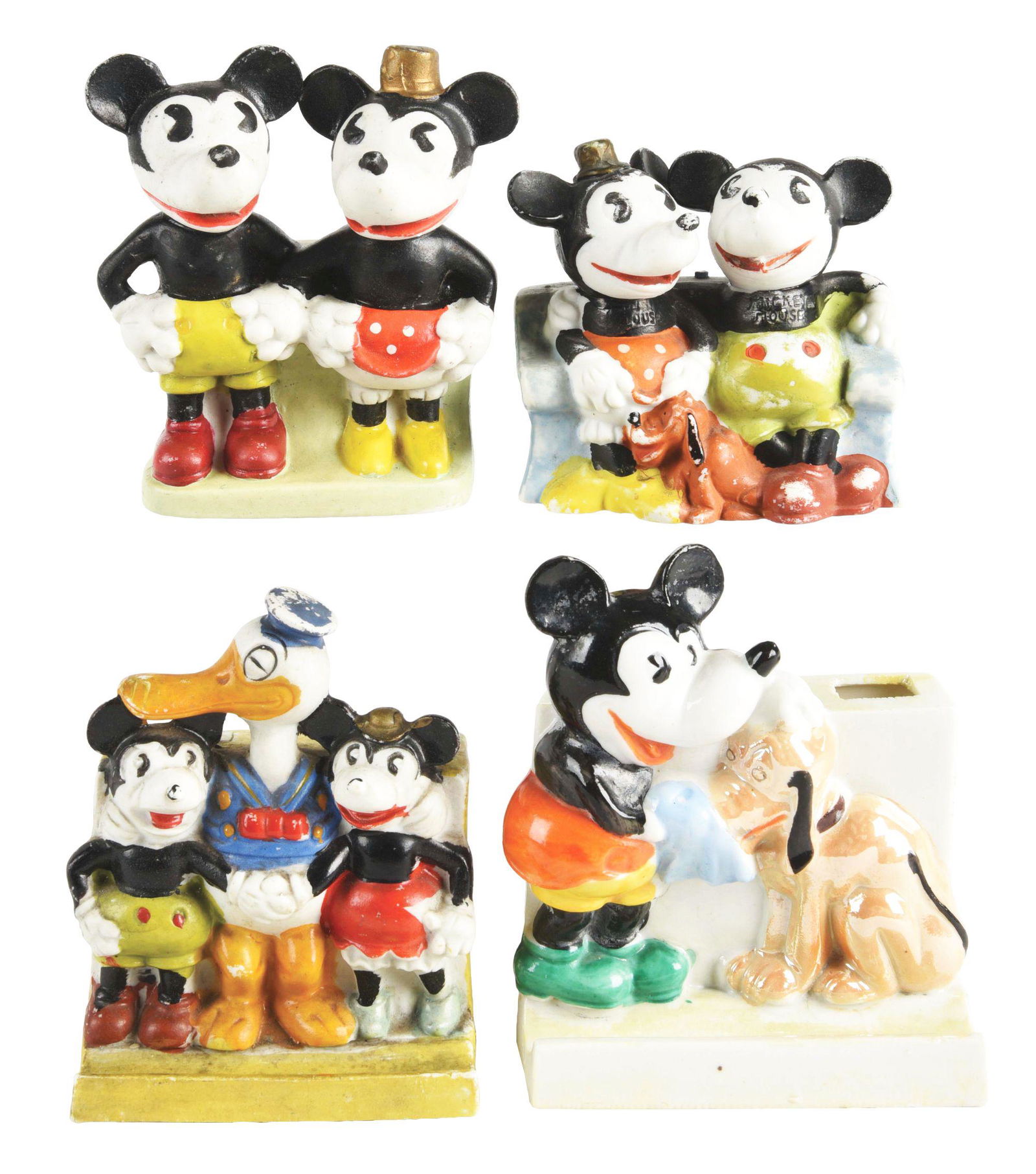 LOT OF 4: BISQUE TOOTHBRUSH HOLDERS. (1 of 2)