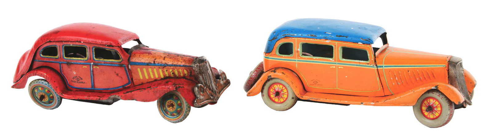 LOT OF 2: PRE-WAR JAPANESE TIN LITHO WIND-UP AUTOMOBILE (1 of 3)