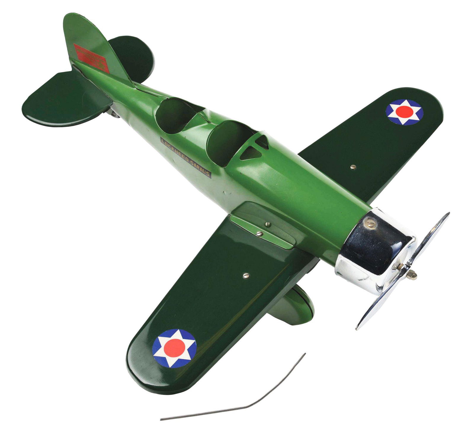 PRESSED STEEL STEELCRAFT LOCKHEED SIRIUS TOY AIRPLANE. (1 of 3)