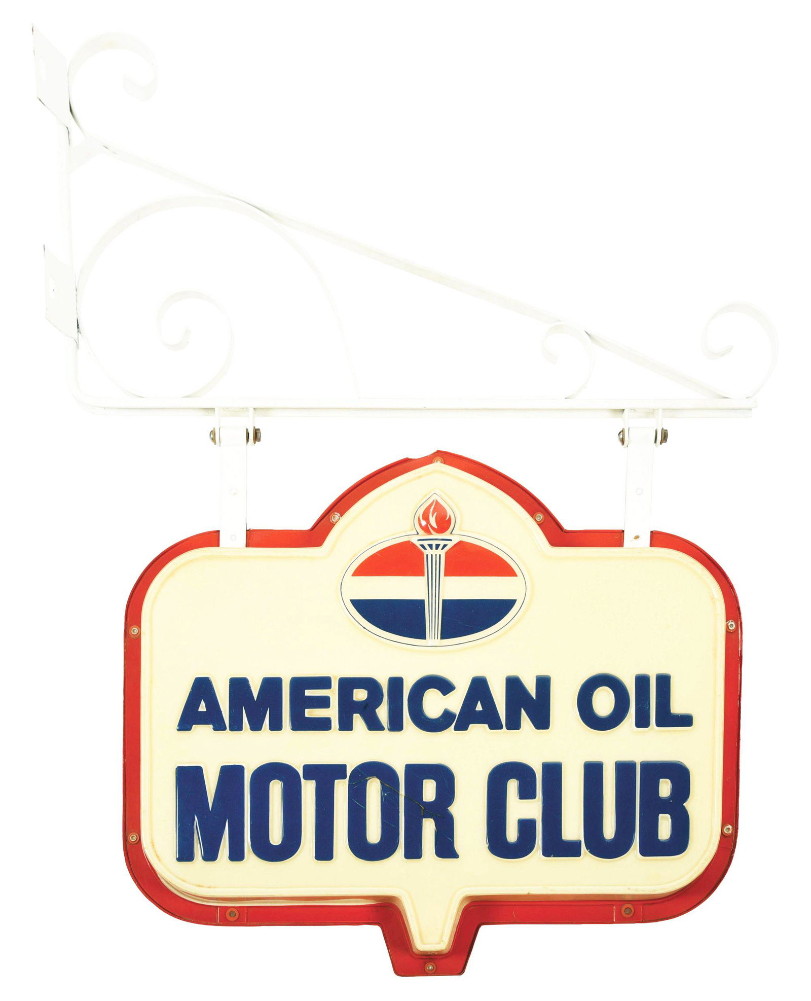 AMERICAN OIL MOTOR CLUB EMBOSSED PLASTIC SIGN W/ (1 of 2)