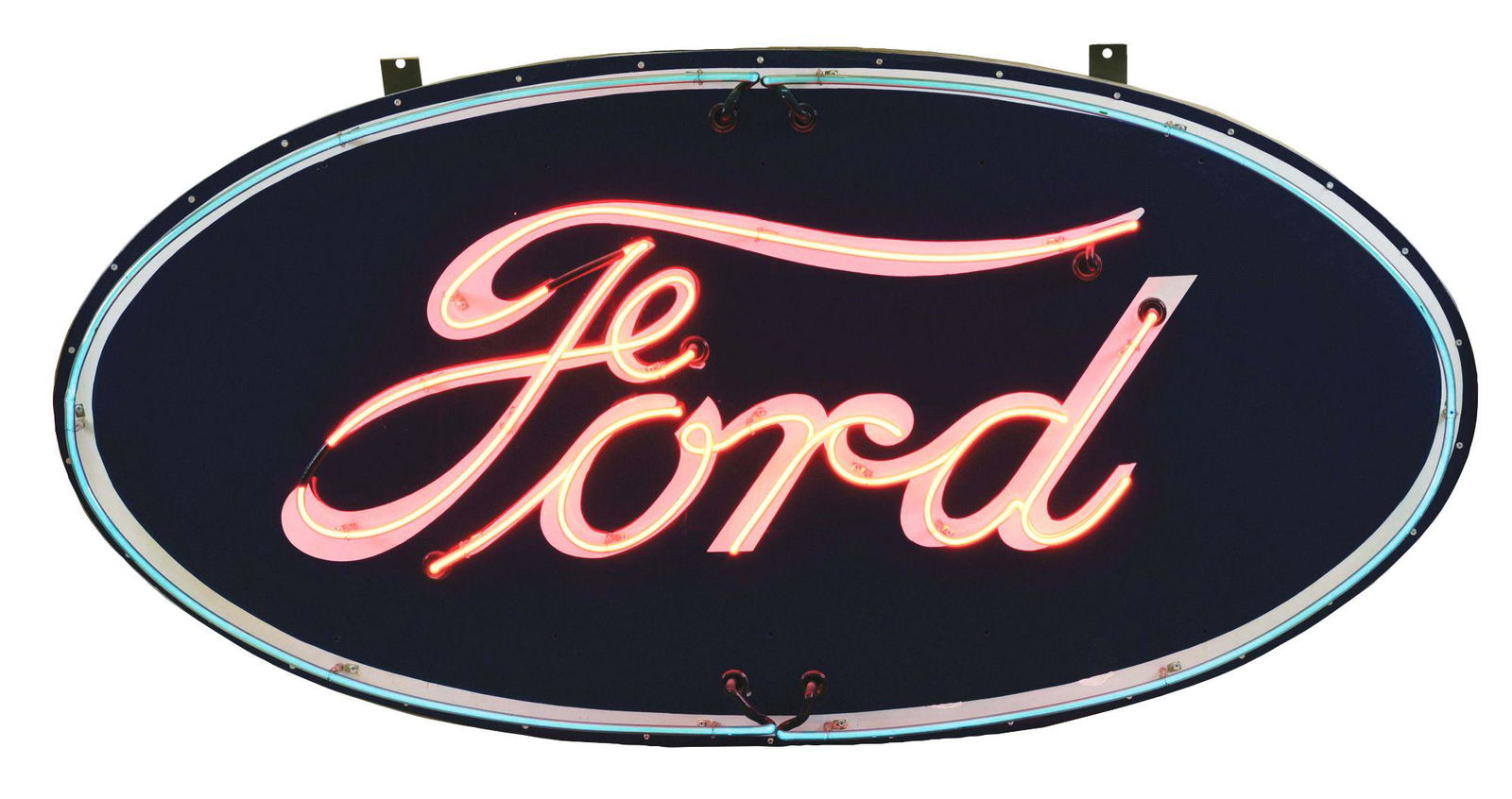 FORD MOTOR CARS PORCELAIN OVAL NEON SIGN. (1 of 3)