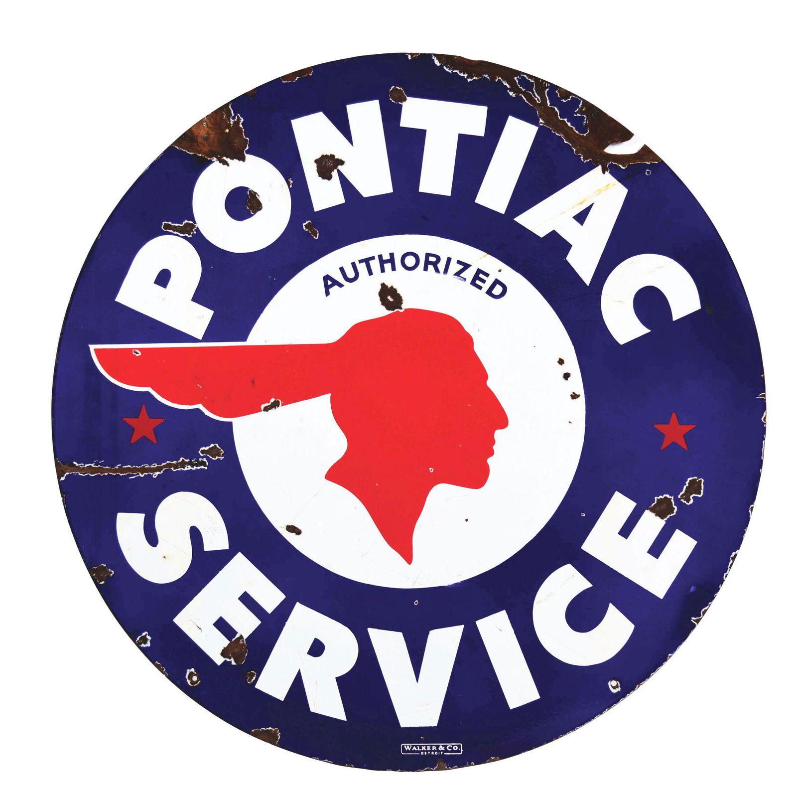 PONTIAC AUTHORIZED SERVICE PORCELAIN SIGN W/ FULL (1 of 2)