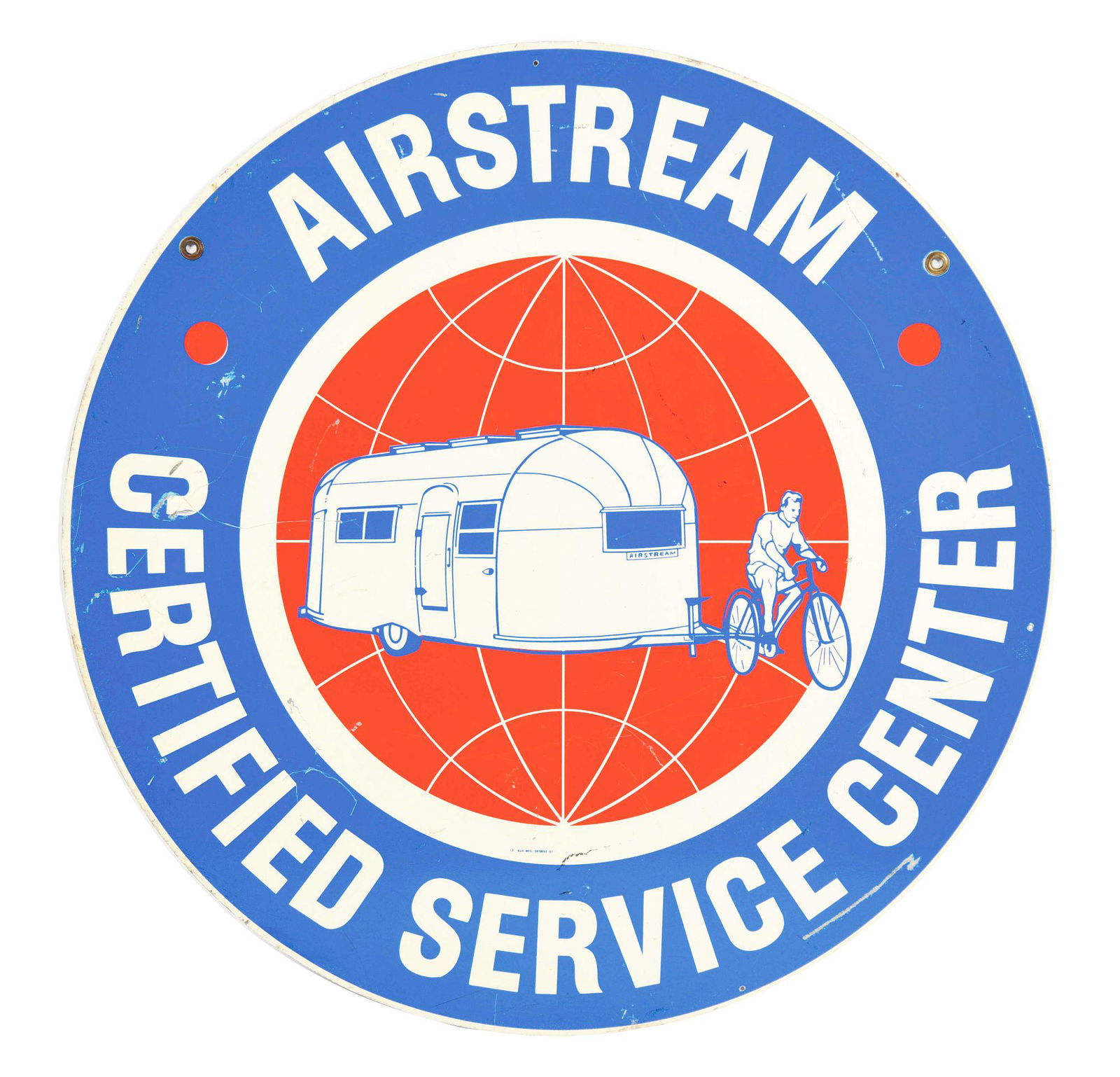 RARE AIRSTREAM CERTIFIED SERVICE CENTER TIN SIGN W/ (1 of 2)
