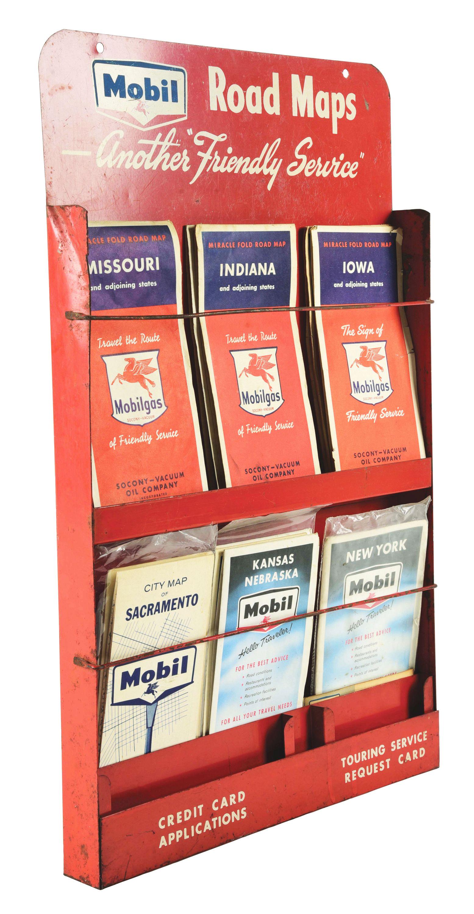 MOBIL GASOLINE SERVICE STATION TIN ROAD MAPS DISPLAY W/ (1 of 4)