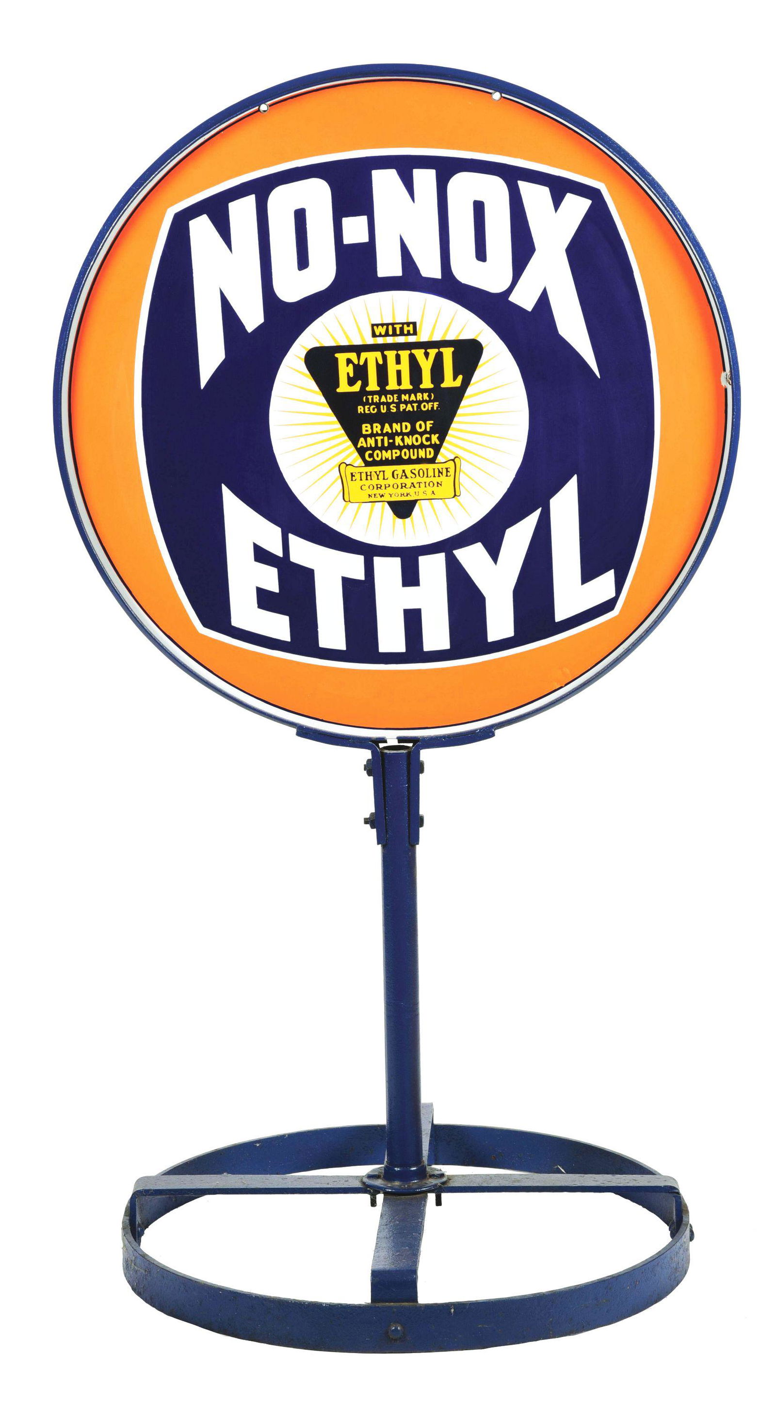 OUTSTANDING GULF NO-NOX ETHYL GASOLINE PORCELAIN CURB (1 of 2)