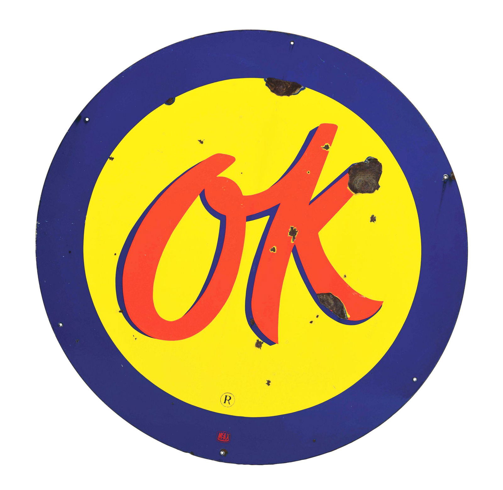 OK USED CARS PORCELAIN DEALERSHIP SIGN. (1 of 2)