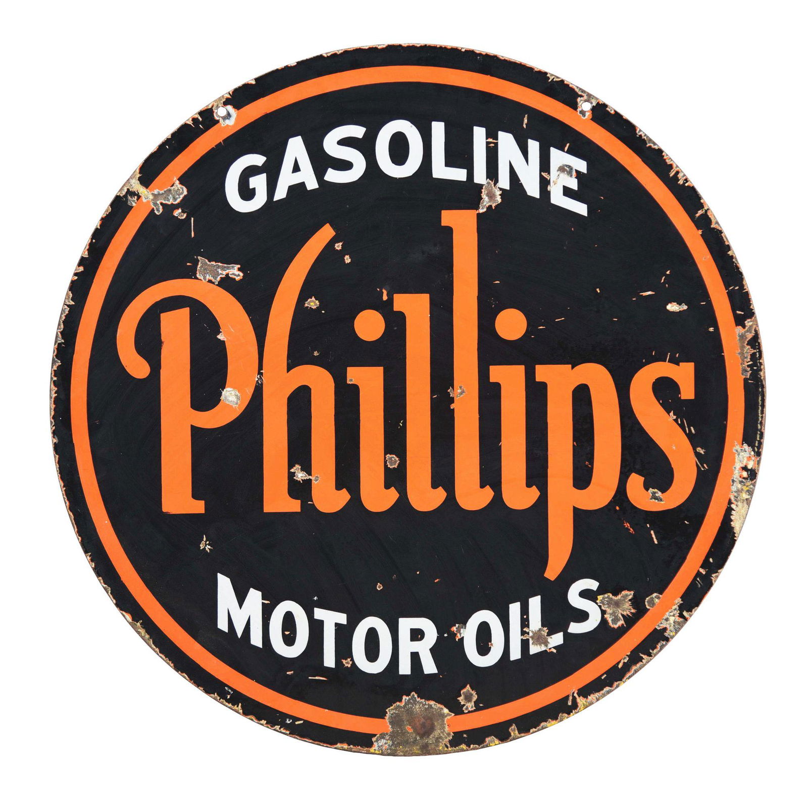 RARE PHILLIPS 66 GASOLINE & MOTOR OILS PORCELAIN CURB (1 of 2)