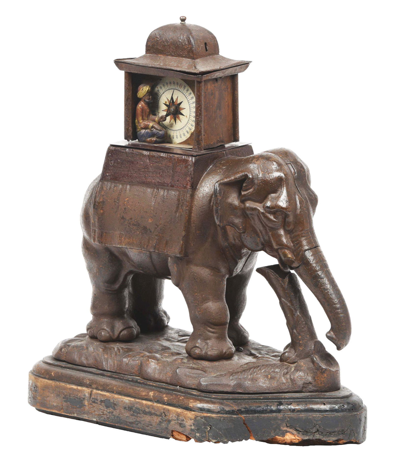 REMARKABLE CAST-IRON FIGURAL ELEPHANT STRENGTH TESTER. (1 of 8)