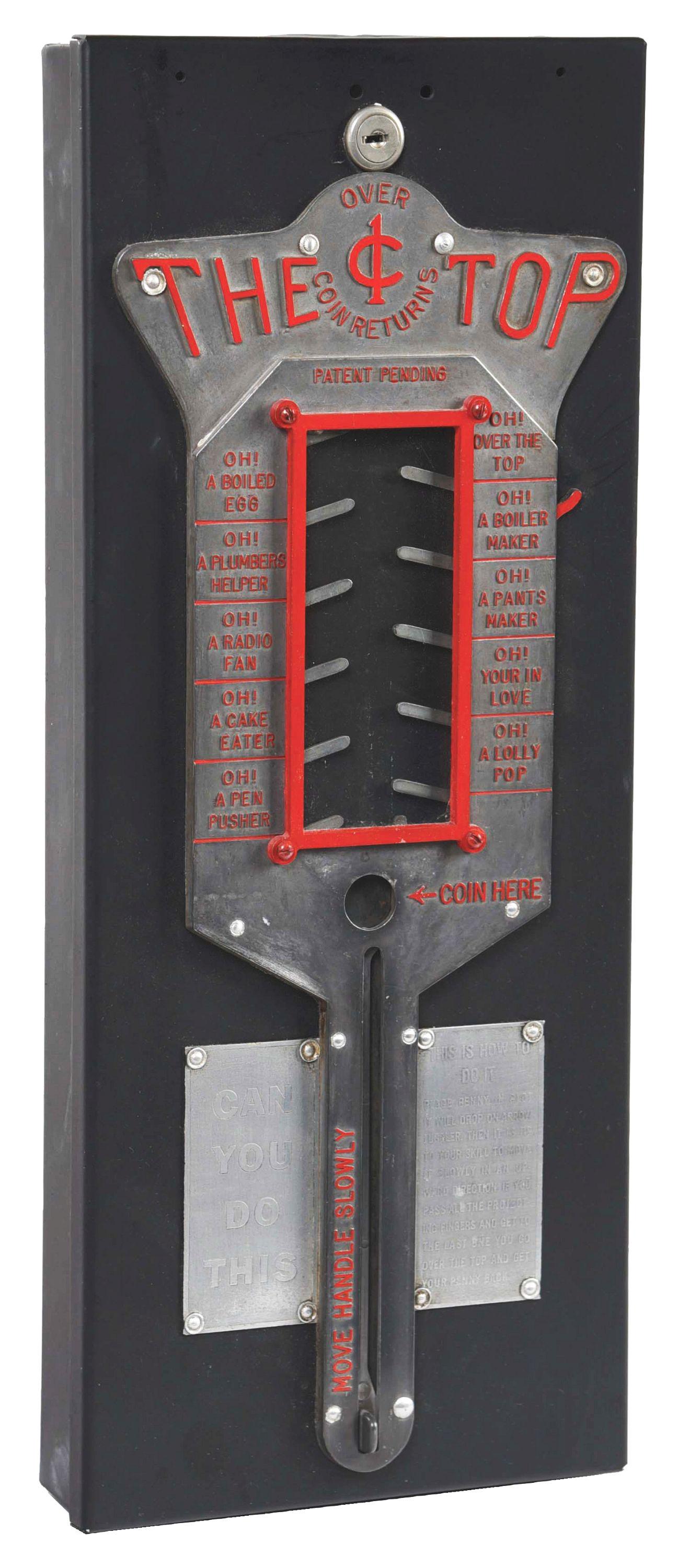 1¢ BOYCE COIN MACHINE "OVER THE TOP" COIN-BALANCE GAME. (1 of 5)