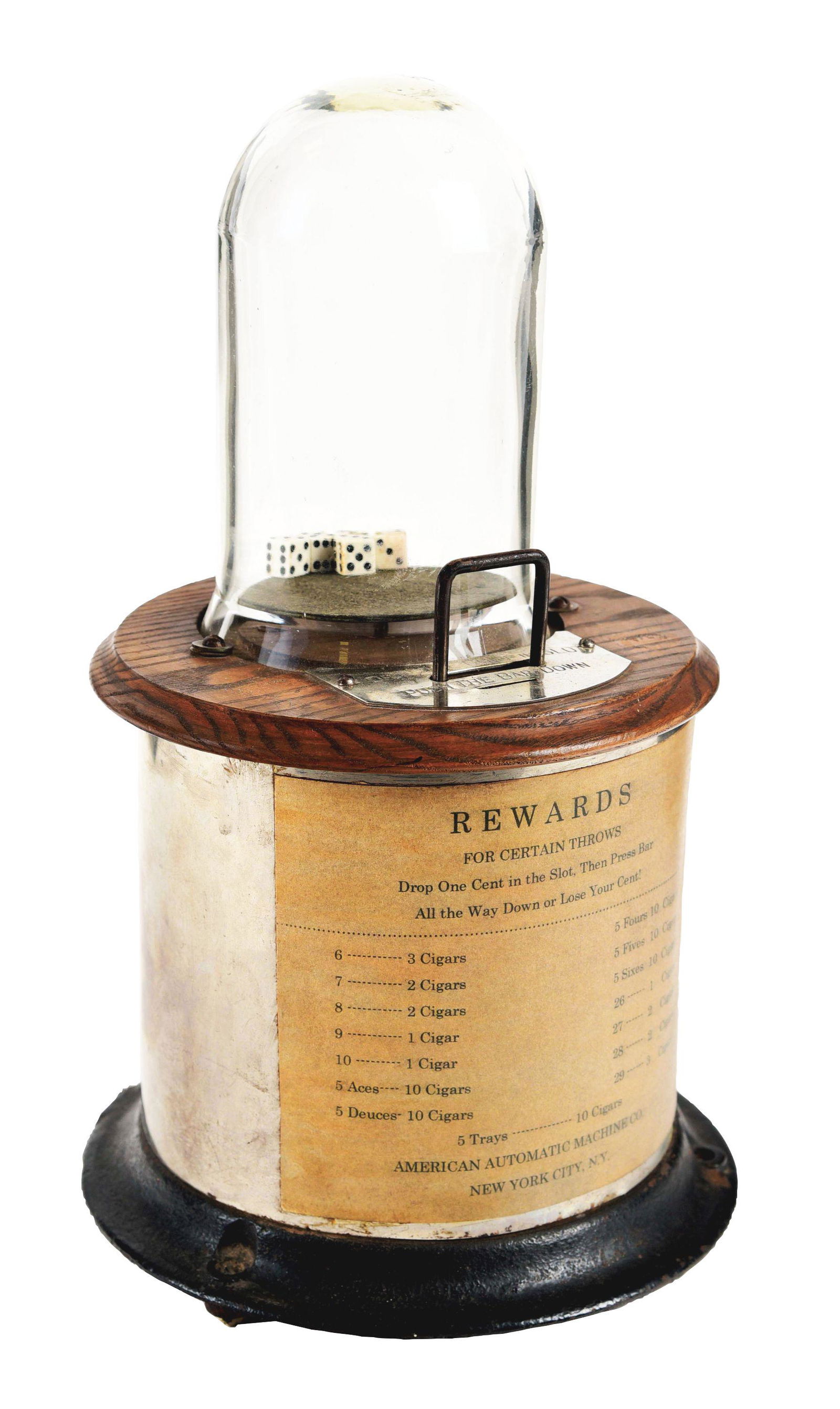 1¢ AMERICAN AUTOMATIC DICE POPPER CIGAR TRADE