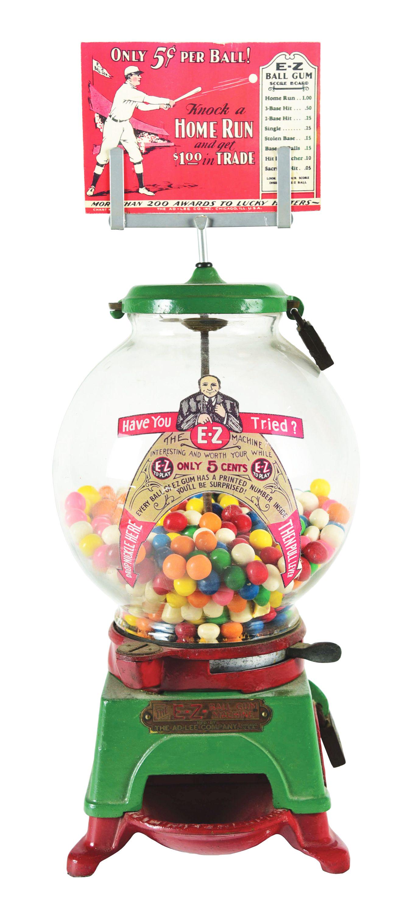 5¢ AD-LEE E-Z GUMBALL VENDING MACHINE. (1 of 4)